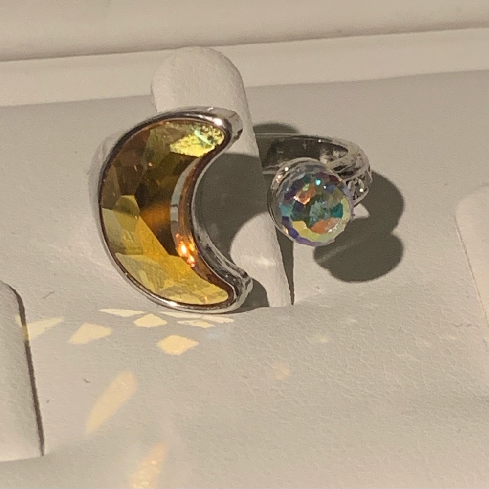 Moon shaped ring with Swarovski crystal